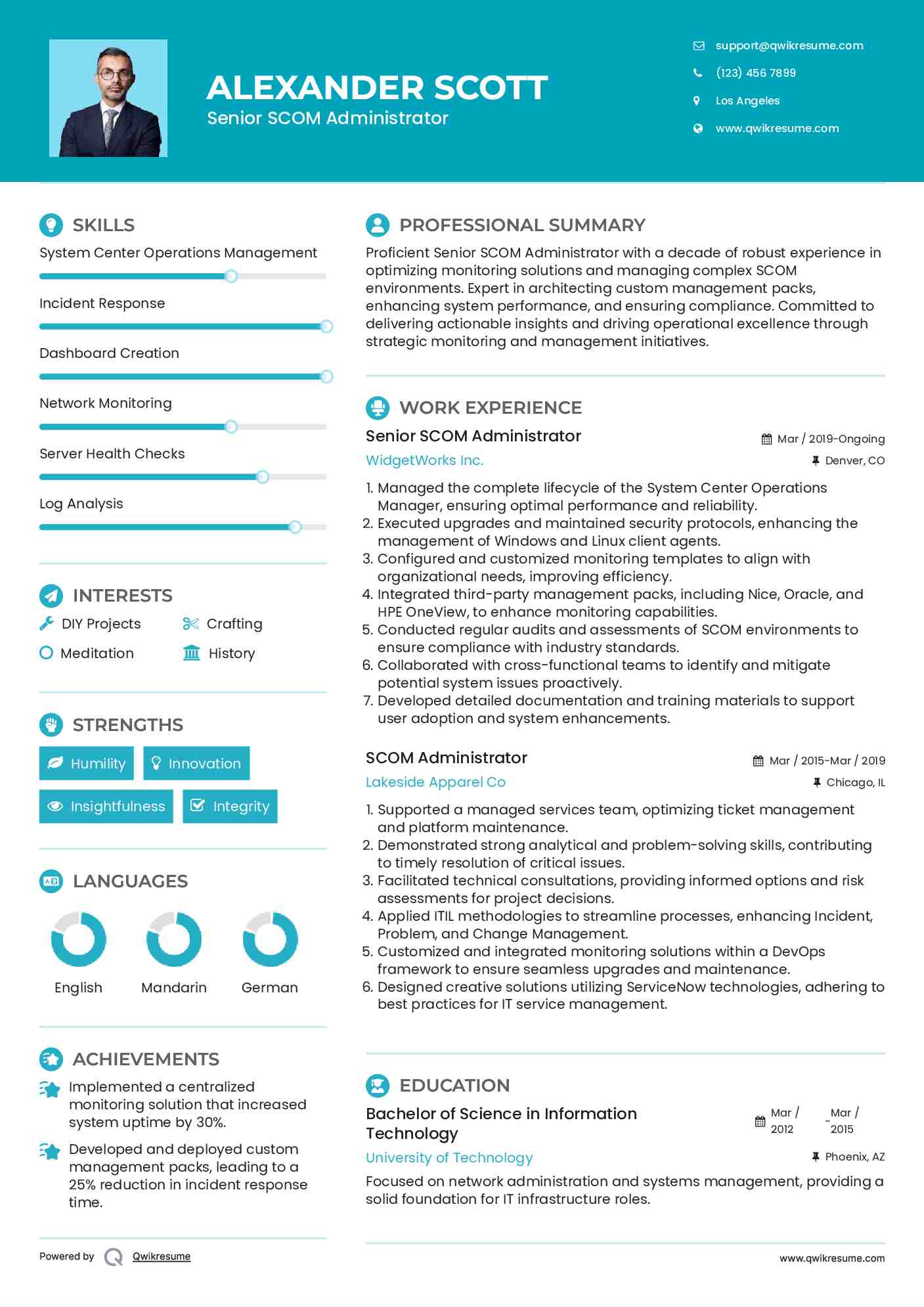 Senior  SCOM Administrator Resume Sample