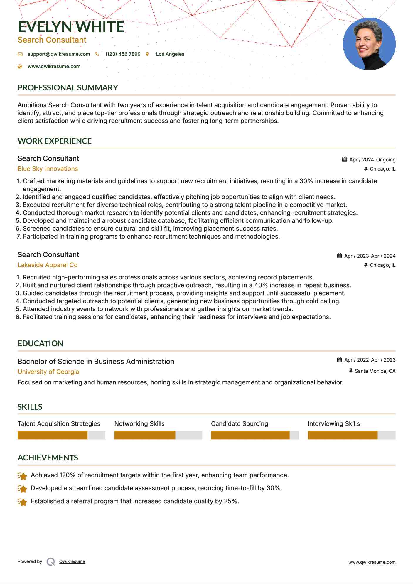 Search Consultant Resume Template