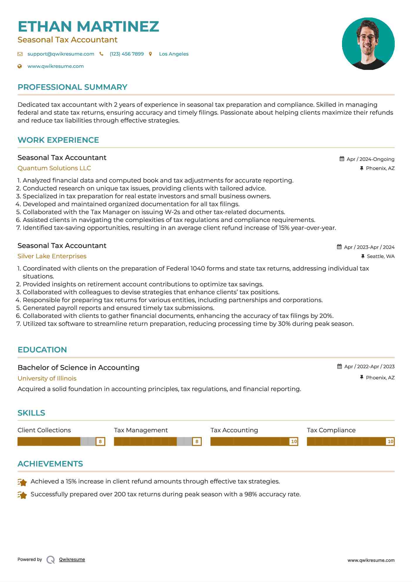 Seasonal Tax Accountant Resume Template
