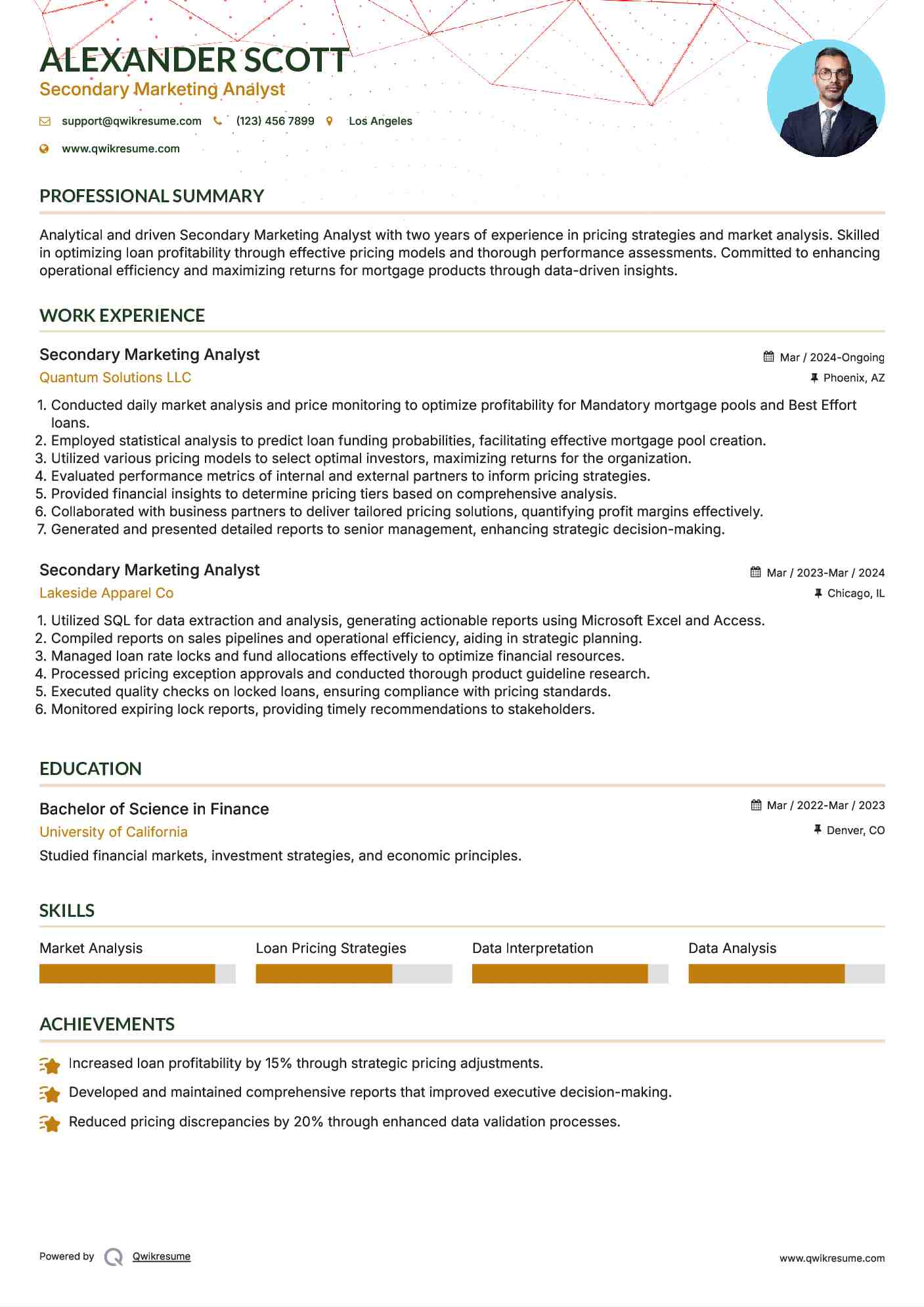 Secondary Marketing Analyst Resume Model
