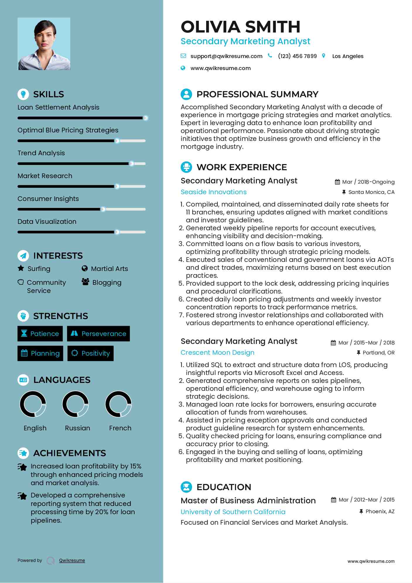 Secondary Marketing Analyst Resume Format