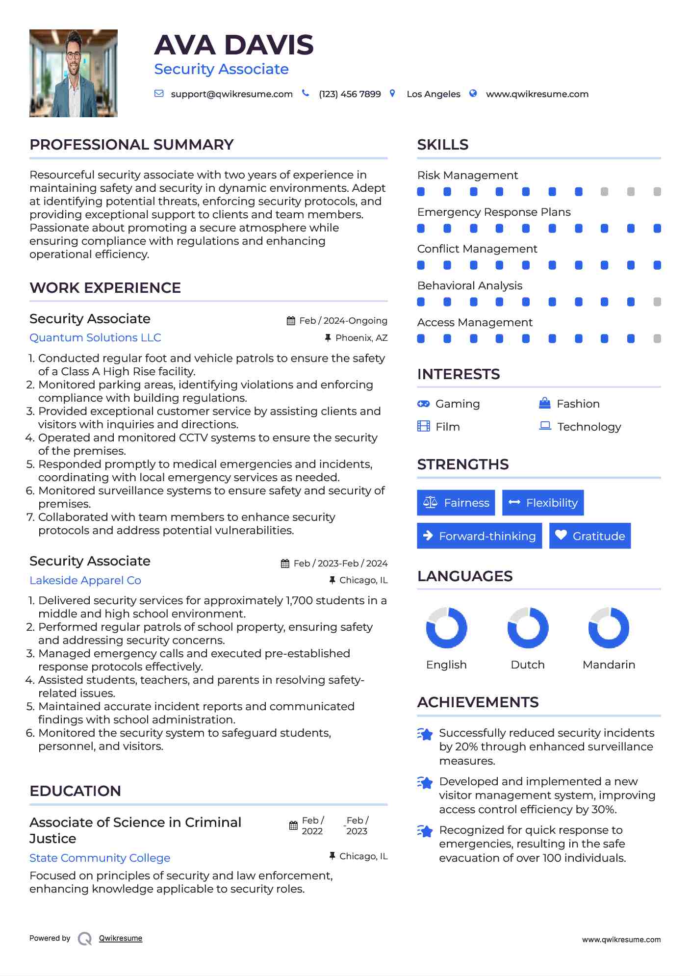 Security Associate Resume Samples QwikResume