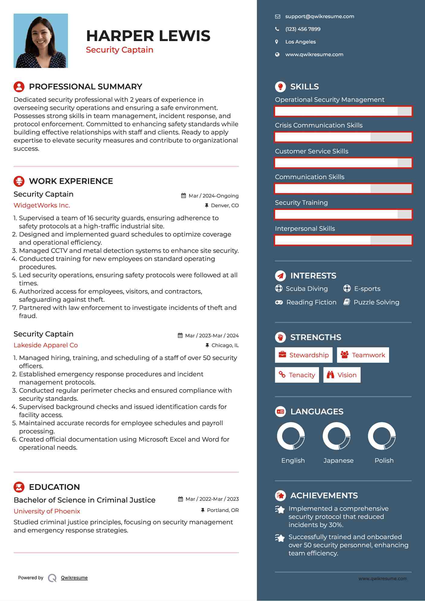 Security Captain Resume Format