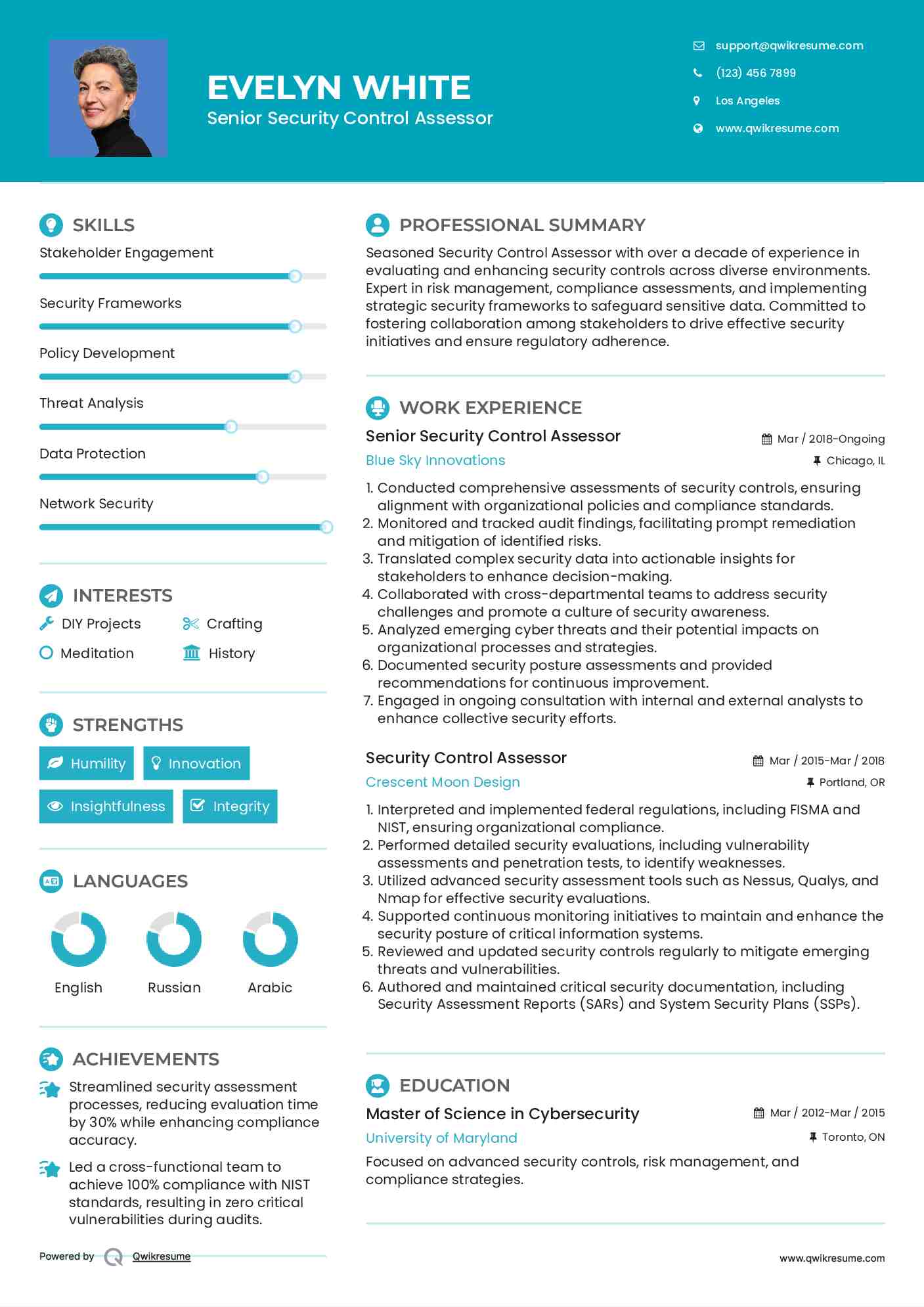 Senior Security Control Assessor Resume Sample