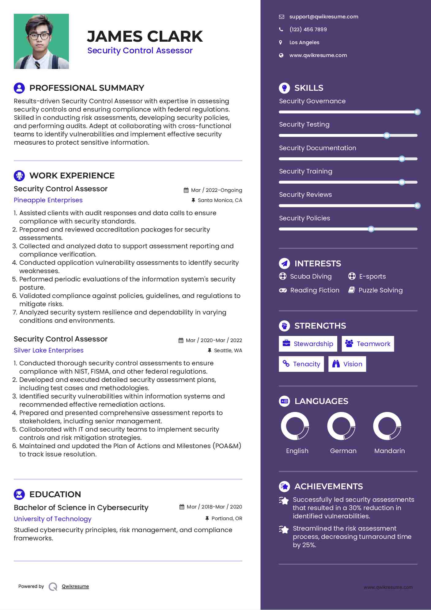 Security Control Assessor Resume Template