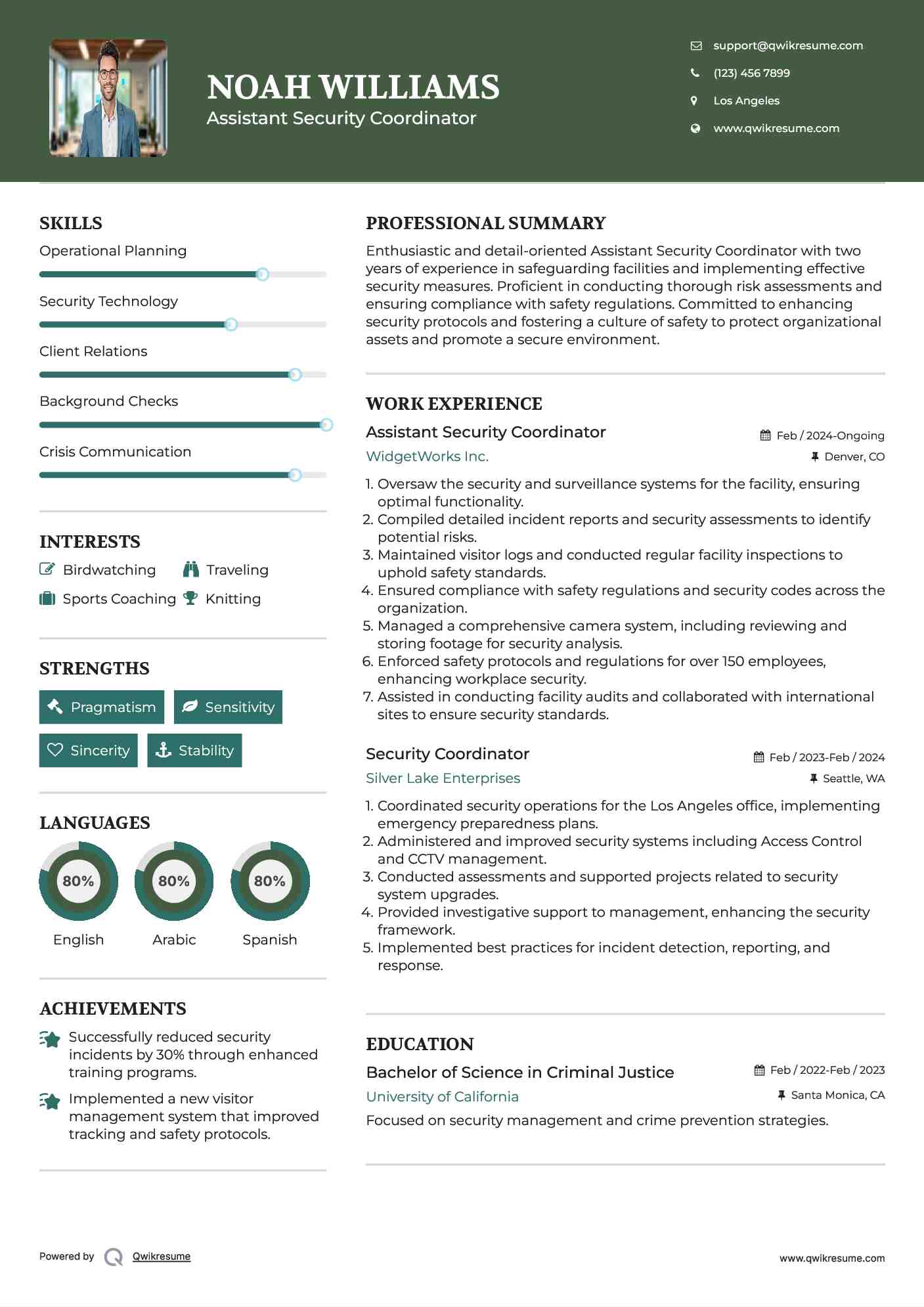 Assistant Security Coordinator Resume Format