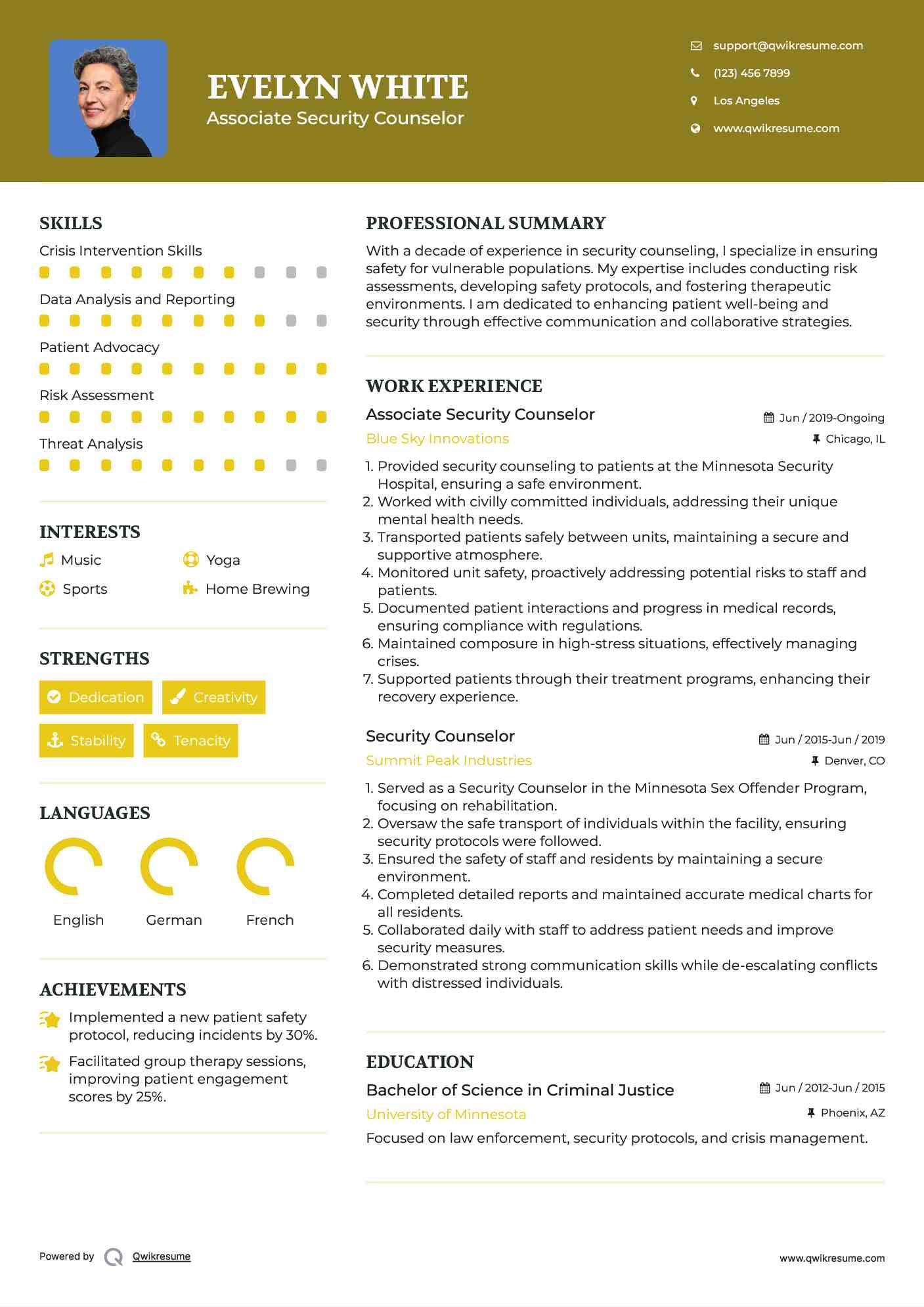 Associate Security Counselor Resume Template