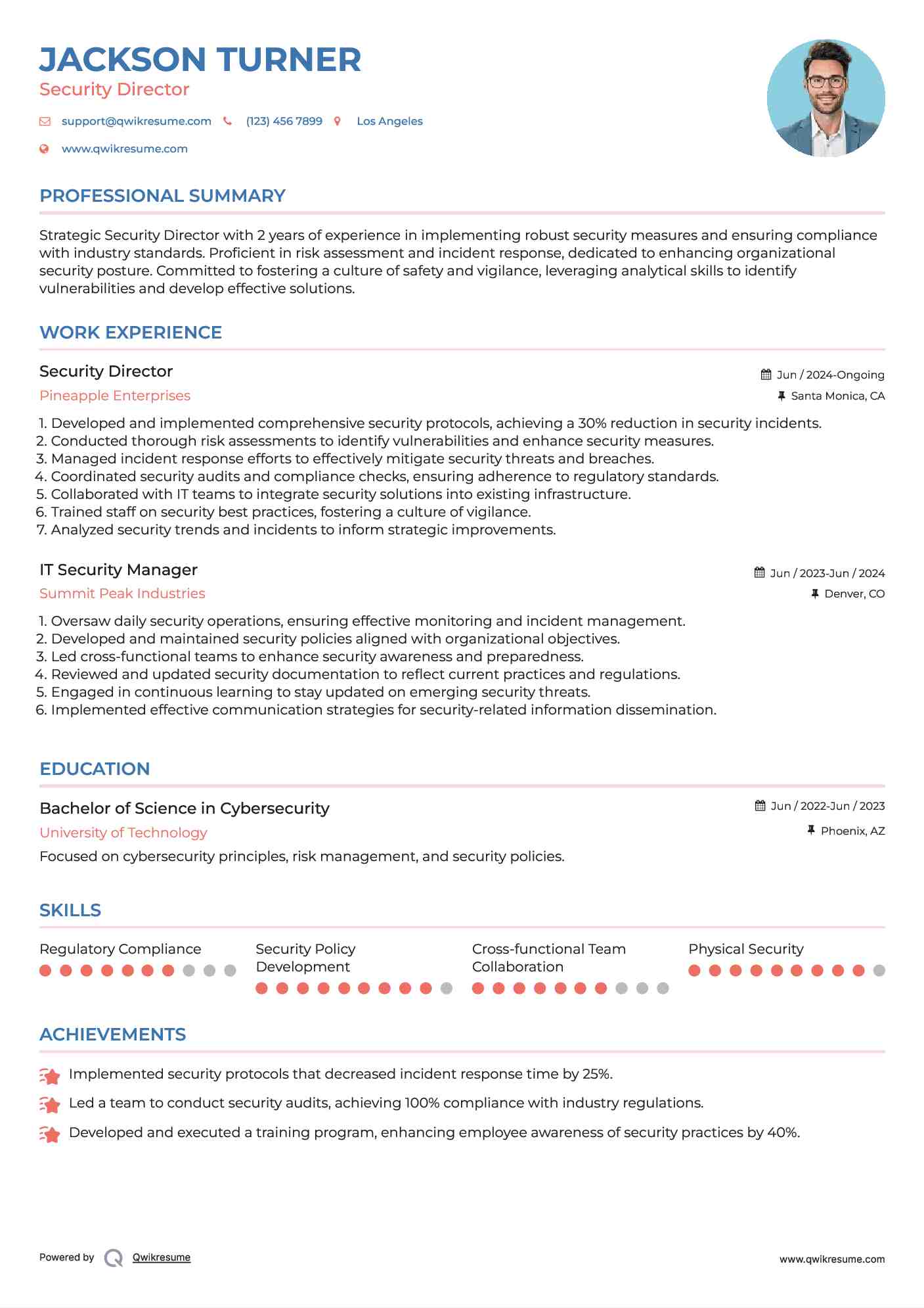 Security Director Resume Example