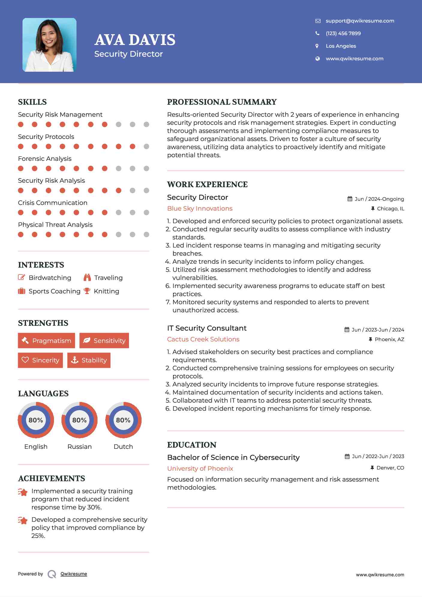 Security Director Resume Template