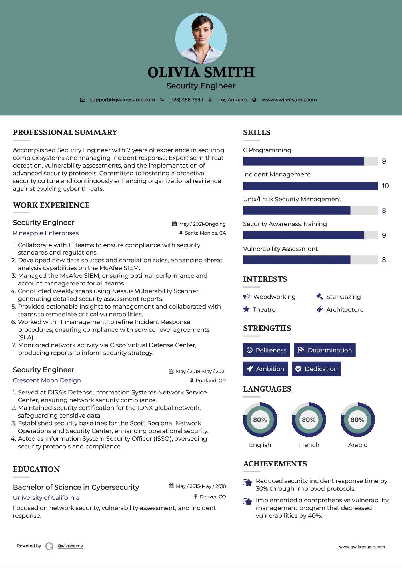 Security Engineer Resume Example