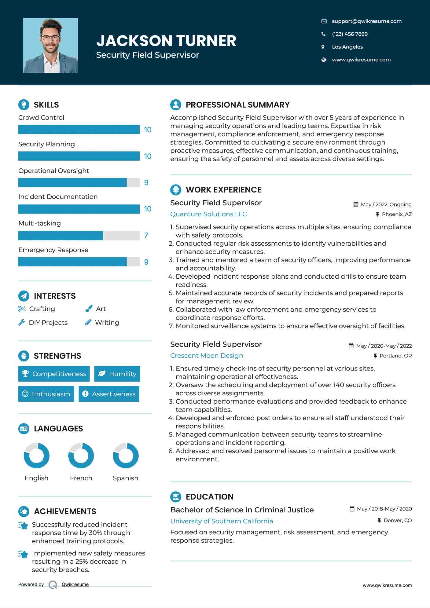 Security Field Supervisor Resume Template