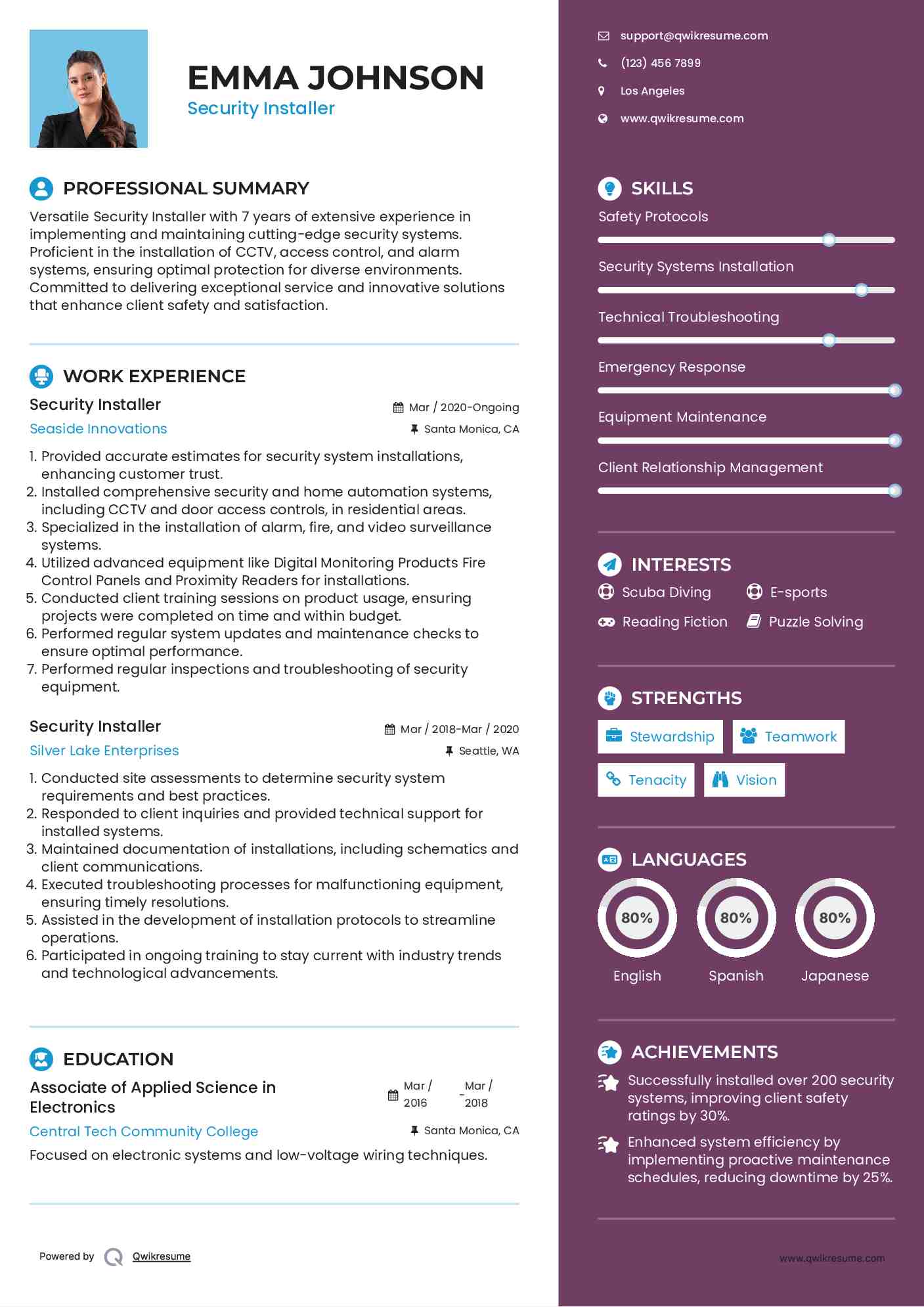 Security Installer Resume Format
