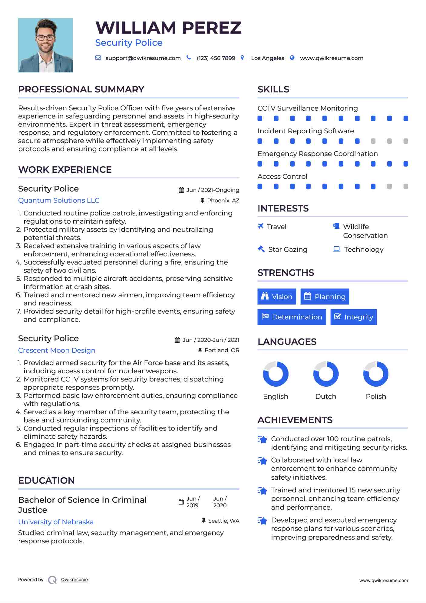 Security Police Resume Example