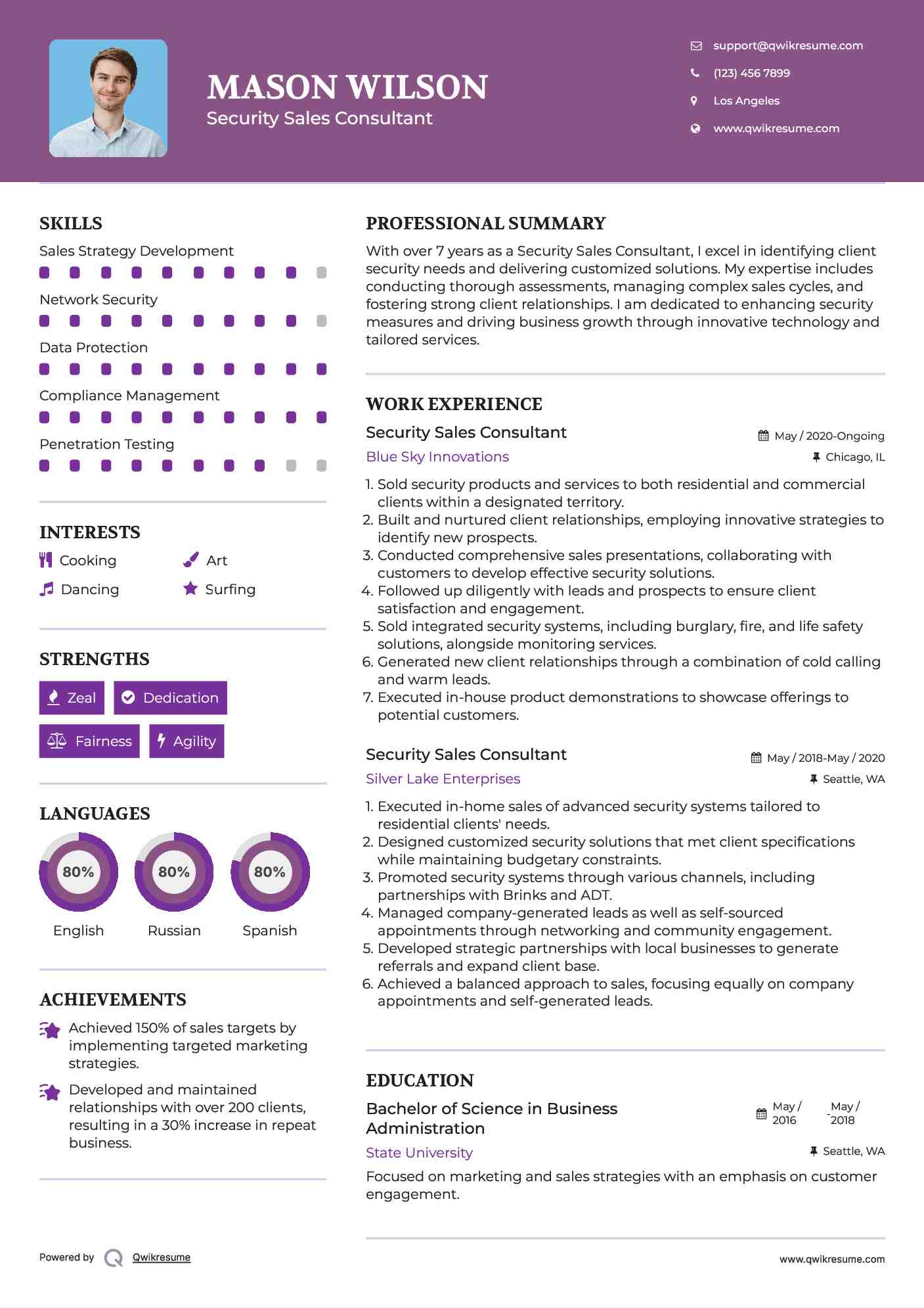 Security Sales Consultant Resume Template