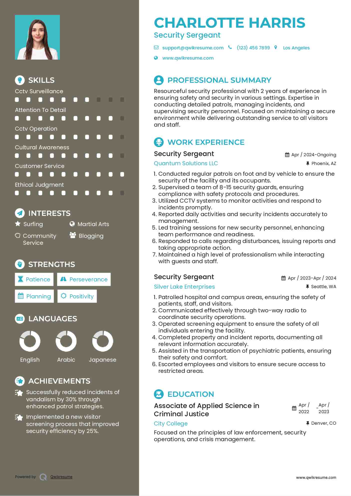 Security Sergeant Resume Template