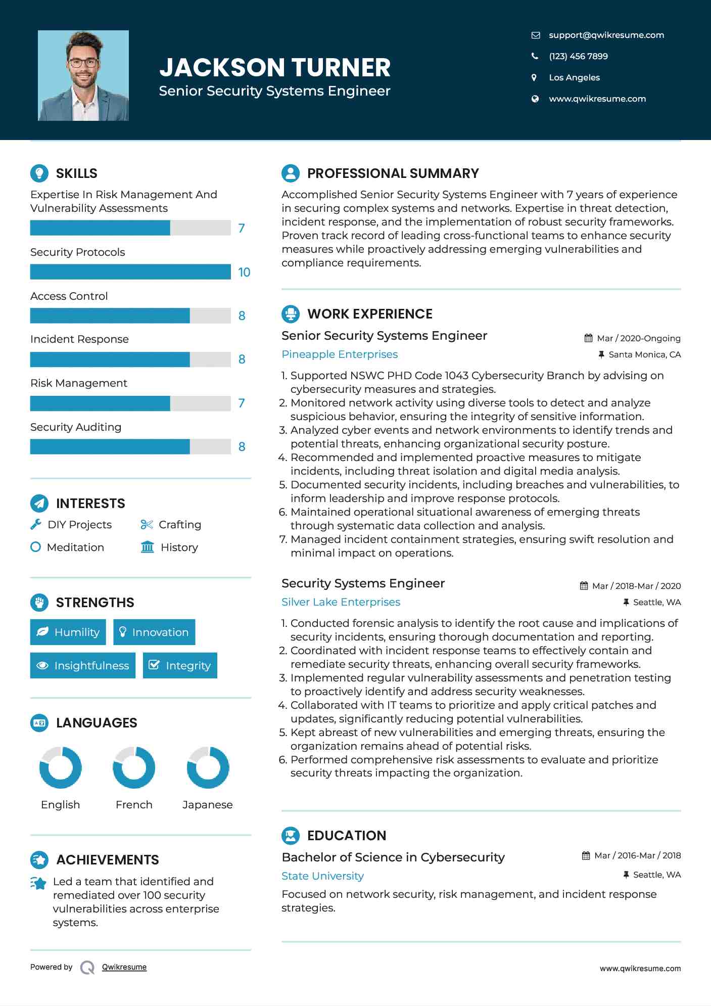 Senior Security Systems Engineer Resume Format