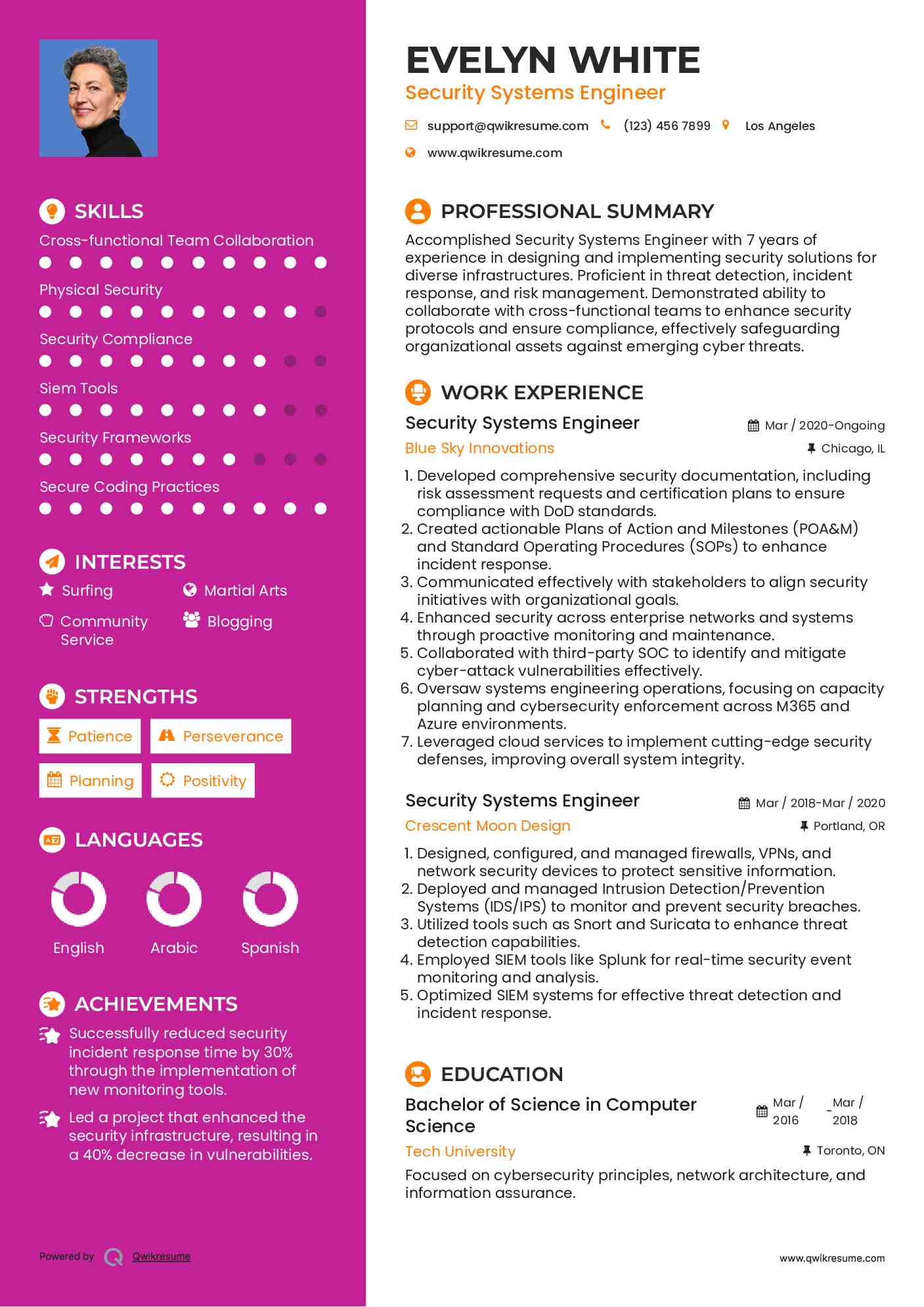 Security Systems Engineer Resume Sample