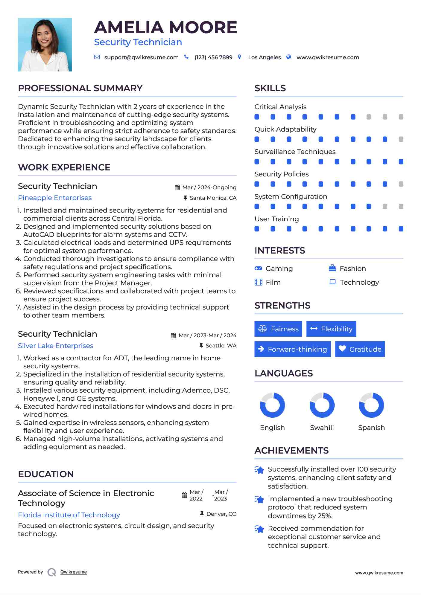 Security Technician Resume Format