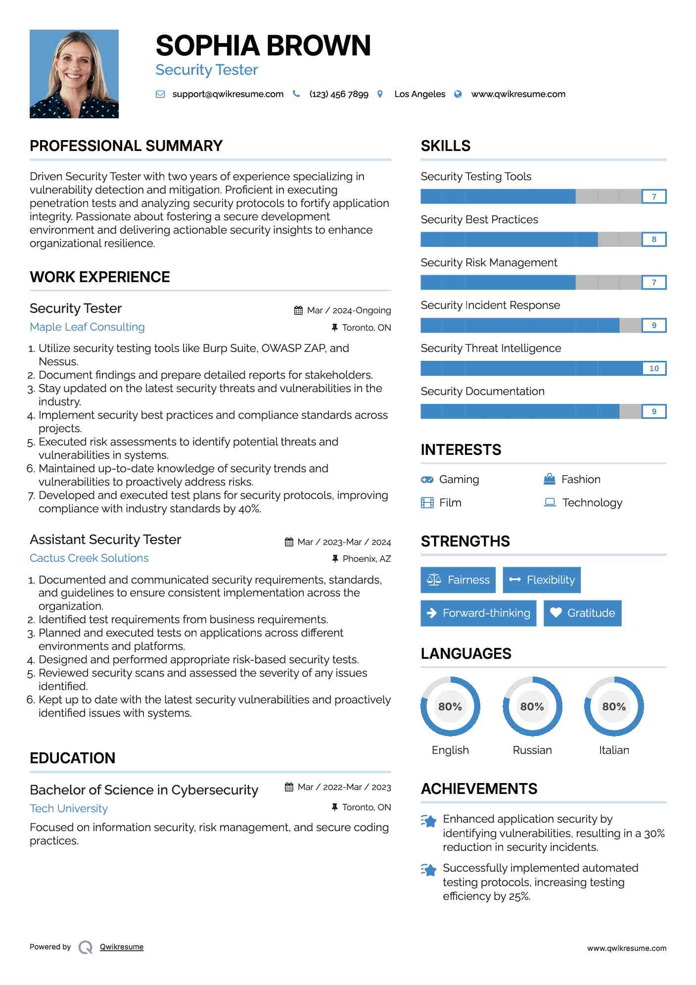 Security Tester Resume Format