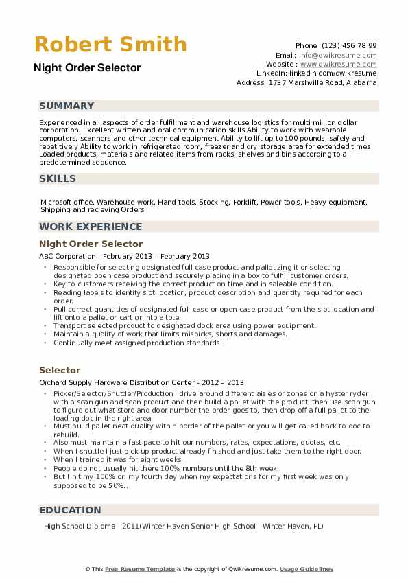 Selector Resume Samples QwikResume - Selector 1565606574 Pdf 