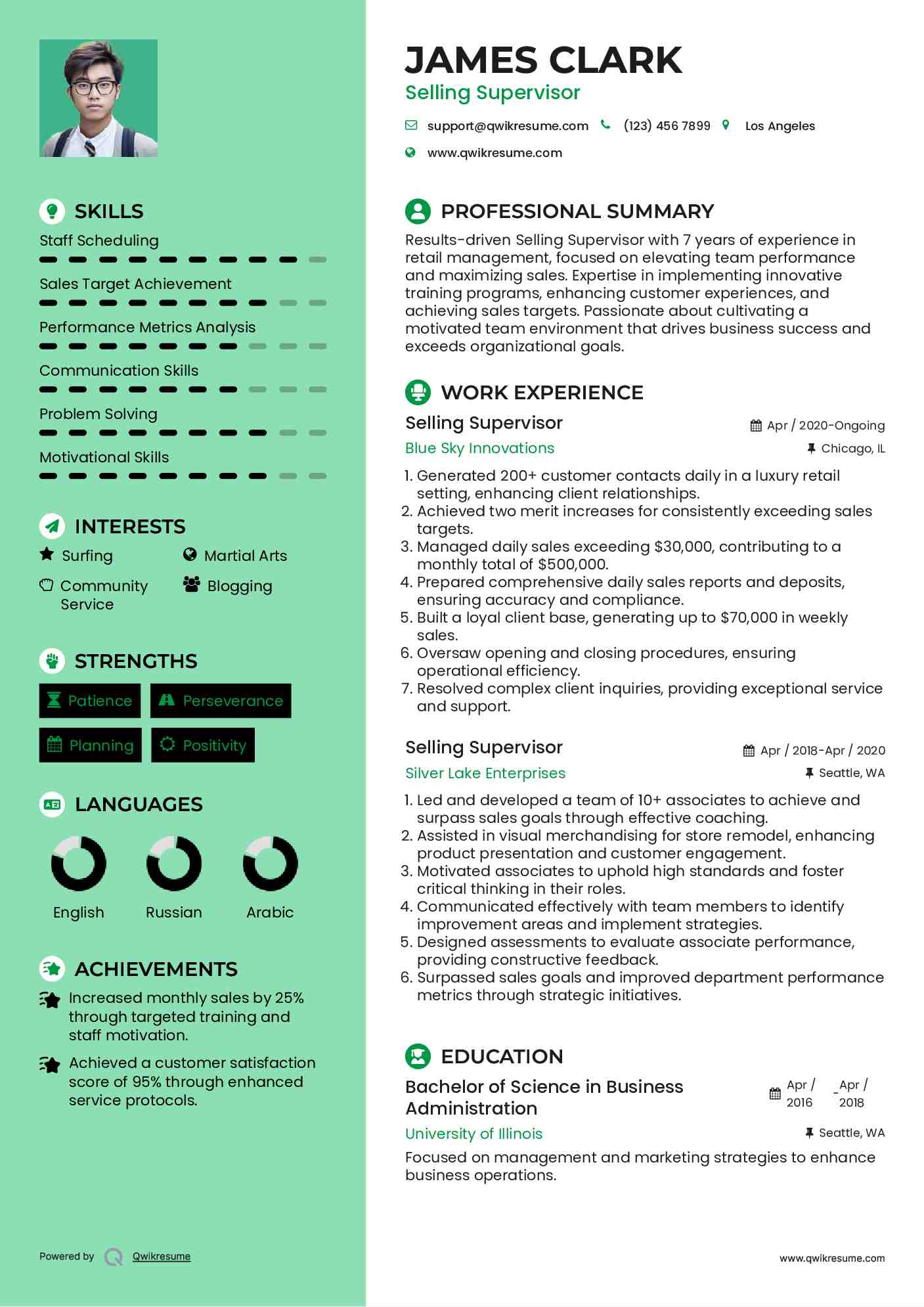 Selling Supervisor Resume Model