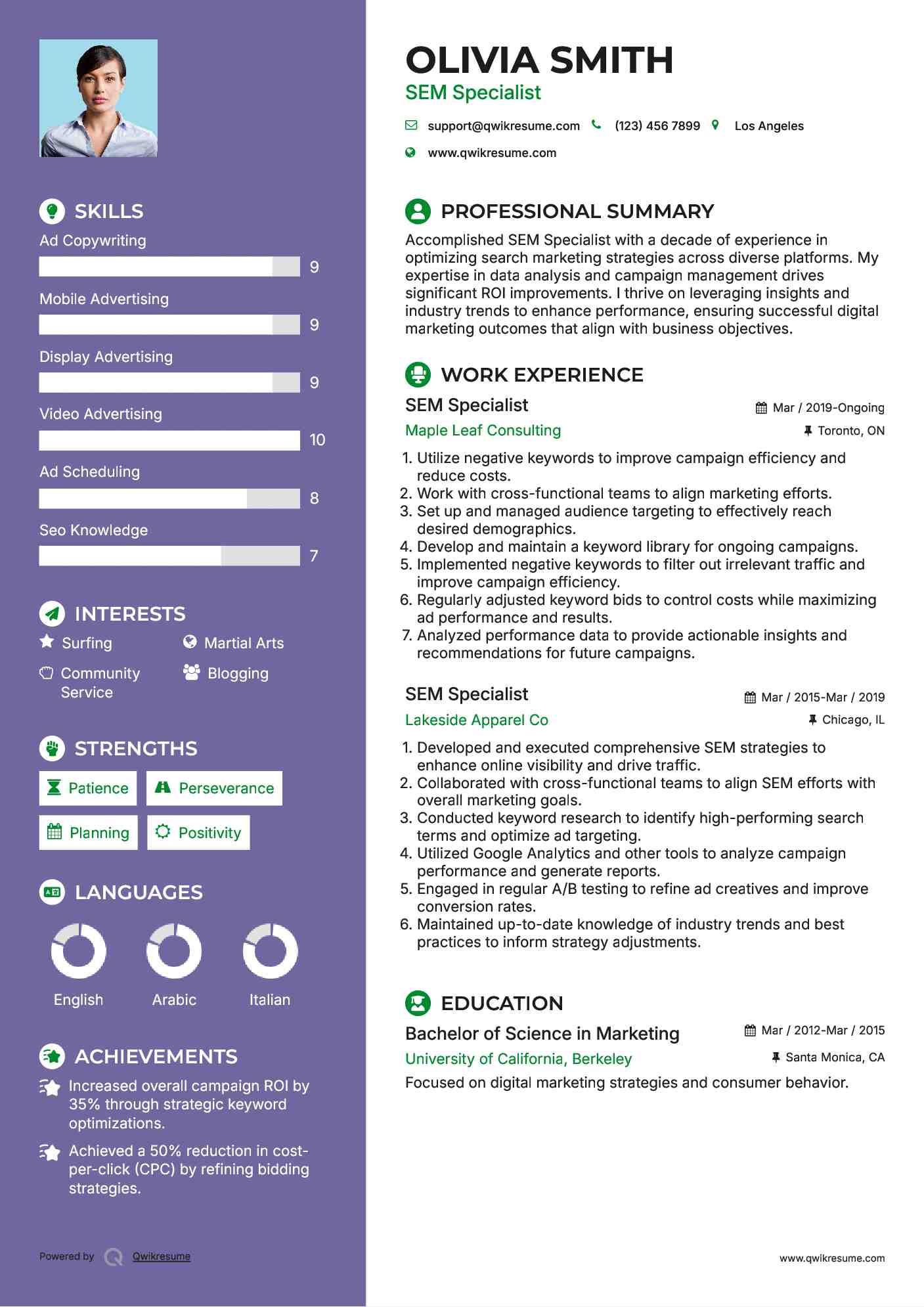 SEM Specialist Resume Model