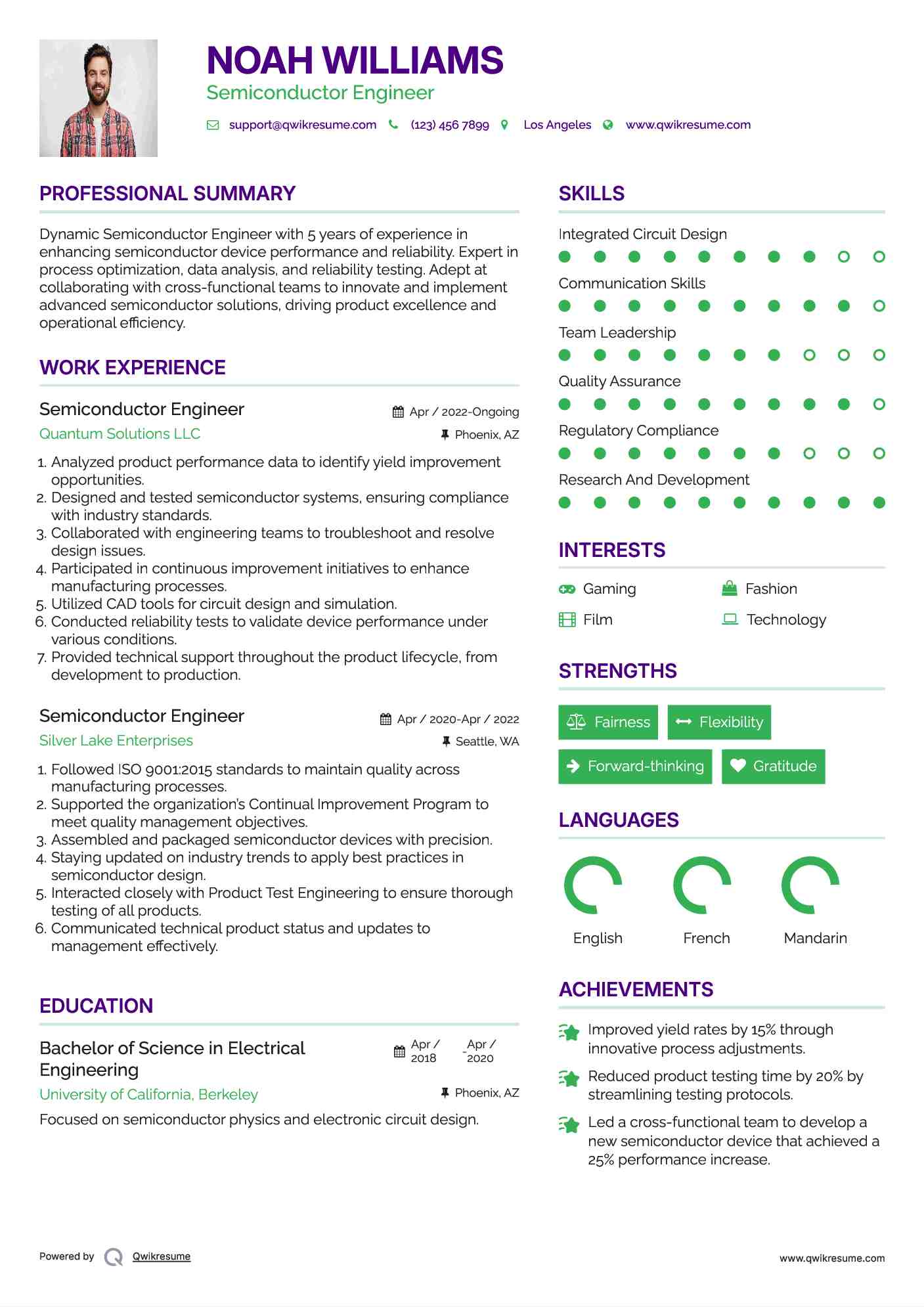 Semiconductor Engineer Resume Format