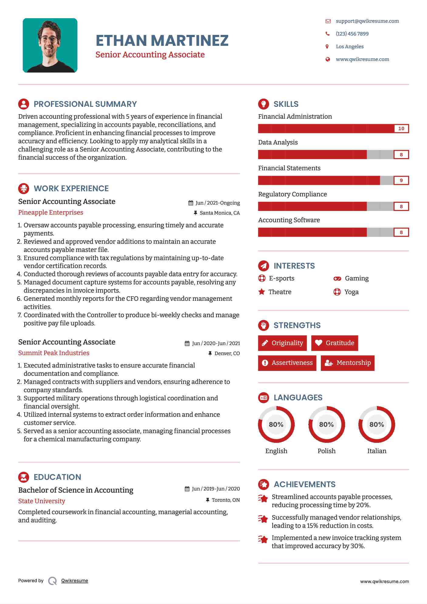 Senior Accounting Associate Resume Example