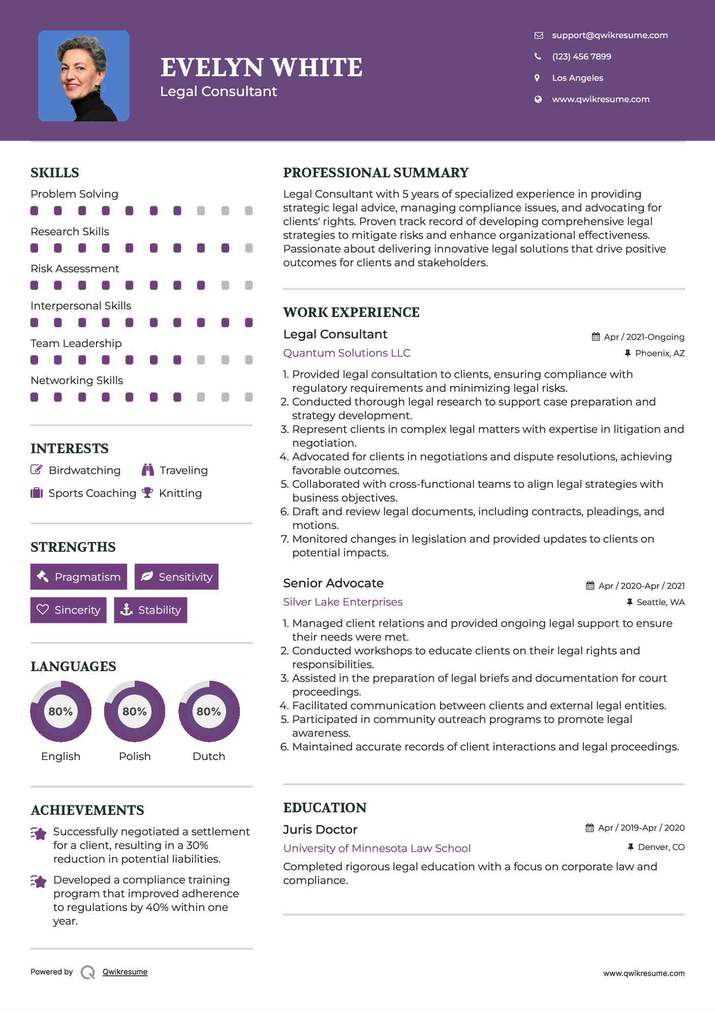Legal Consultant Resume Format