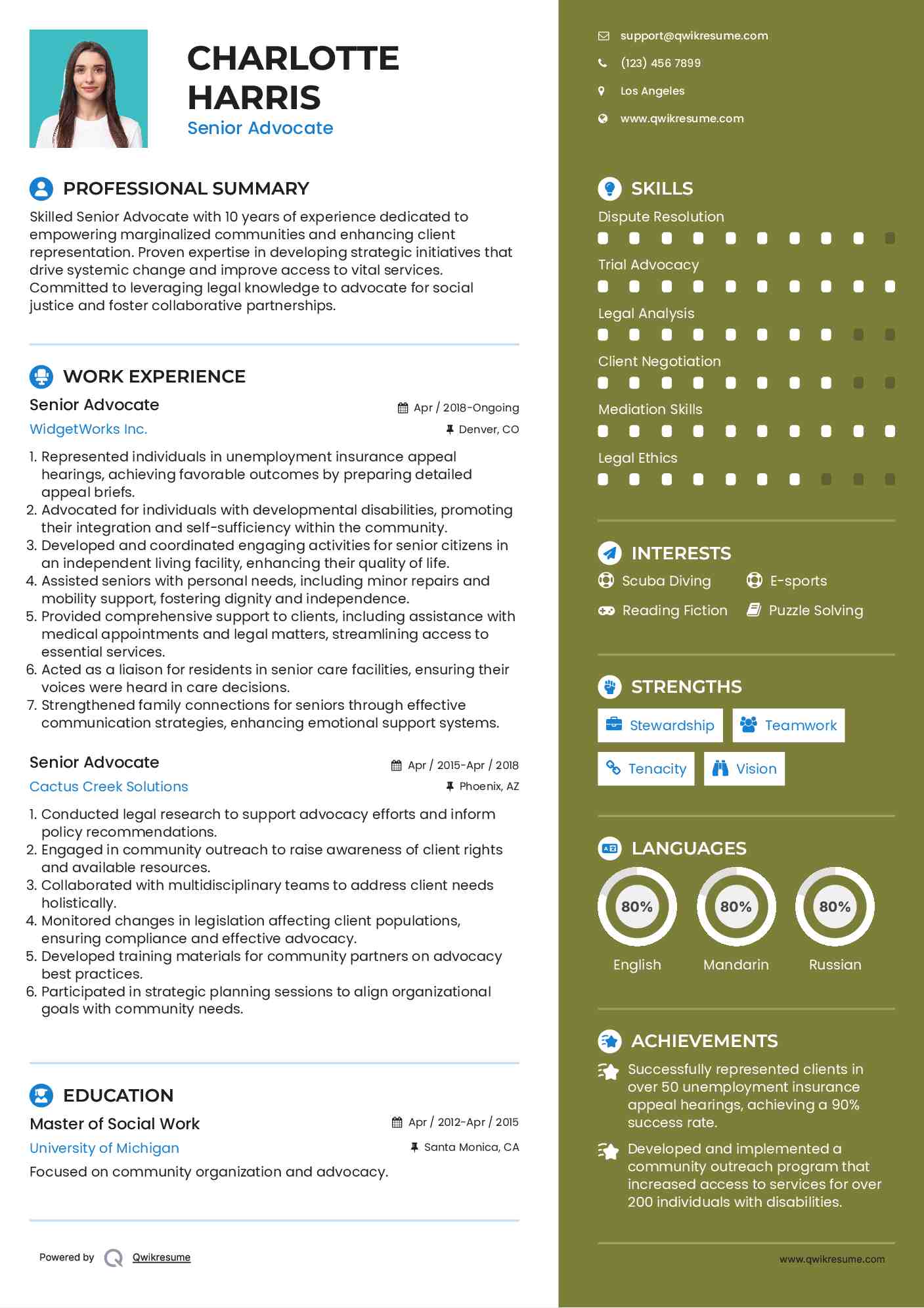 Senior Advocate Resume Format