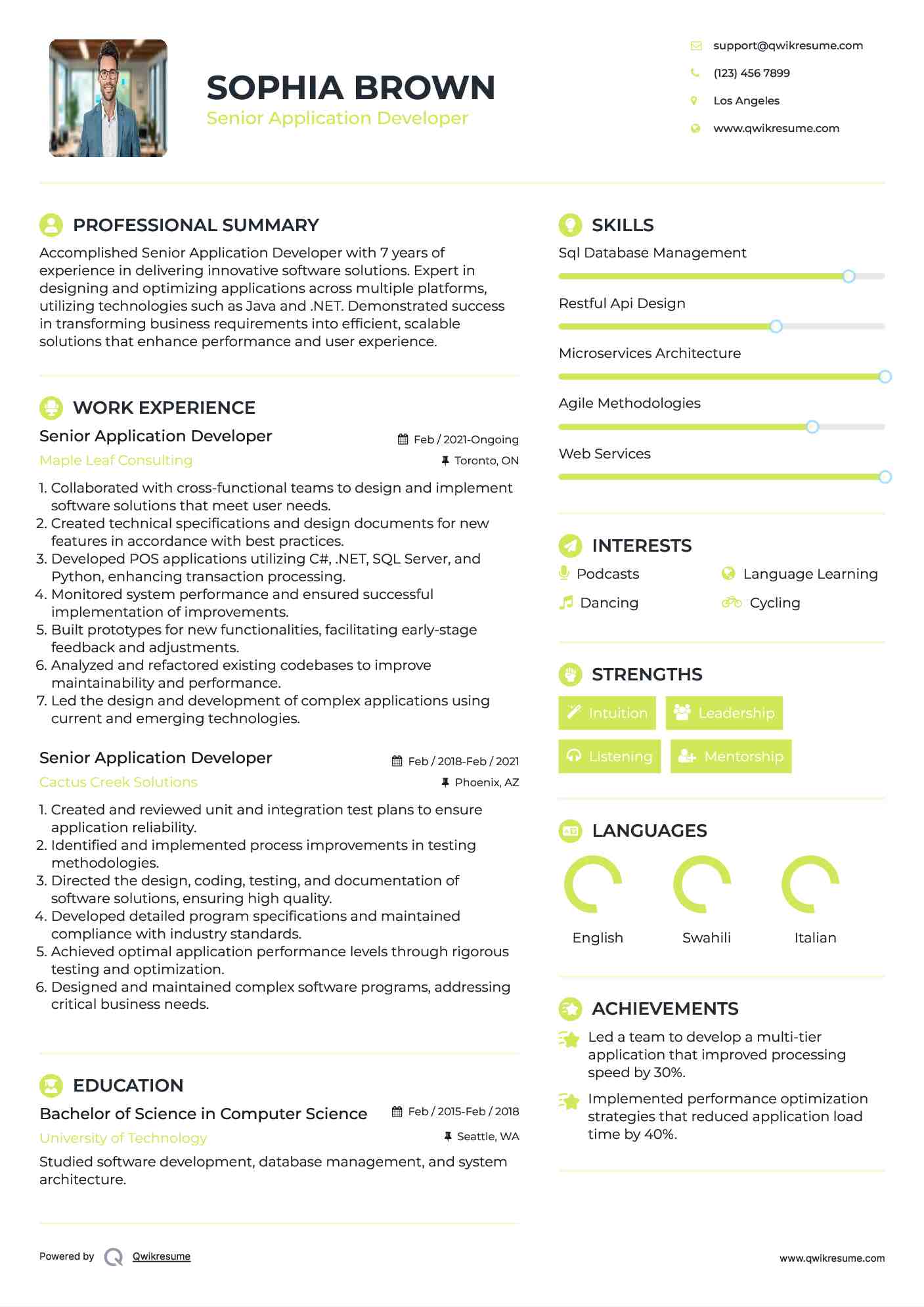 Senior Application Developer Resume Template