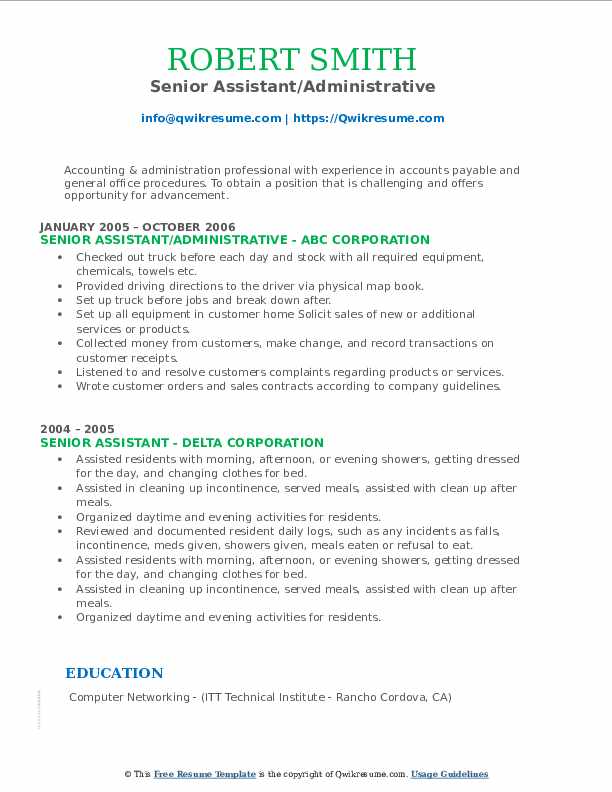senior-assistant-resume-samples-qwikresume