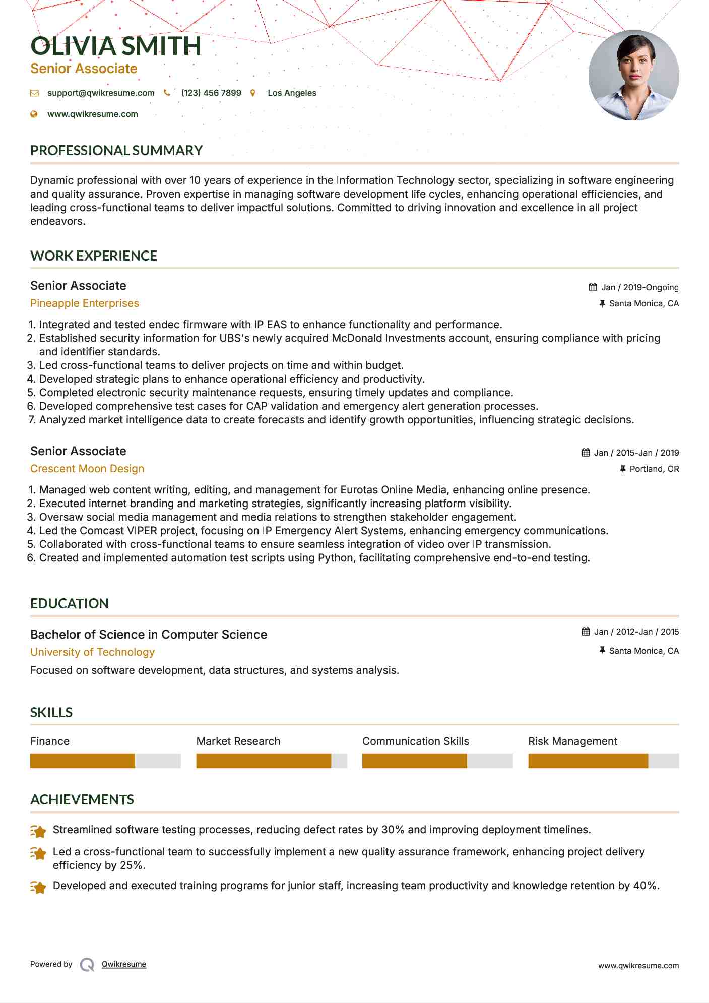 Senior Associate Resume Template