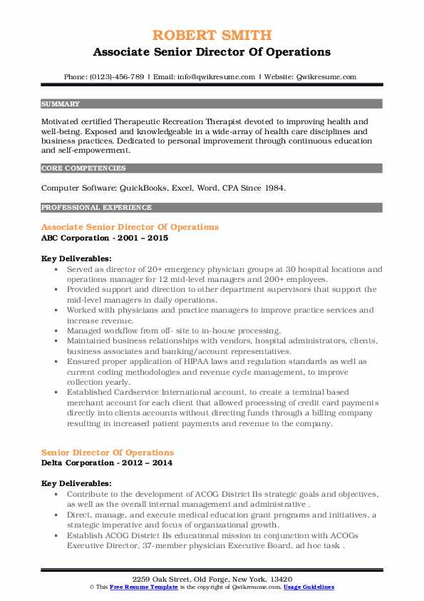 Senior Director Of Operations Resume - Senior Director Of Operations 1589380193 Pdf 