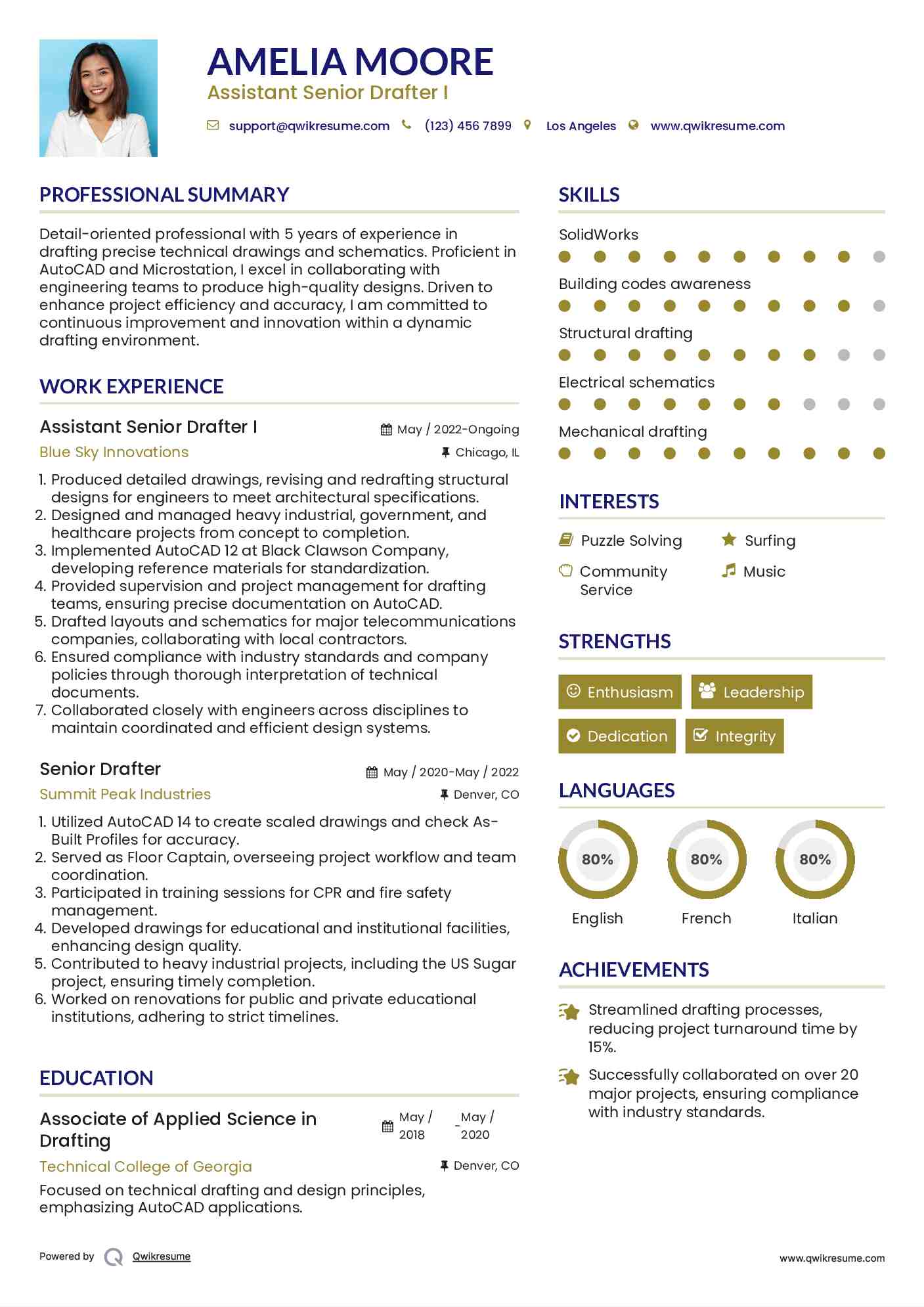 Assistant Senior Drafter I Resume Template