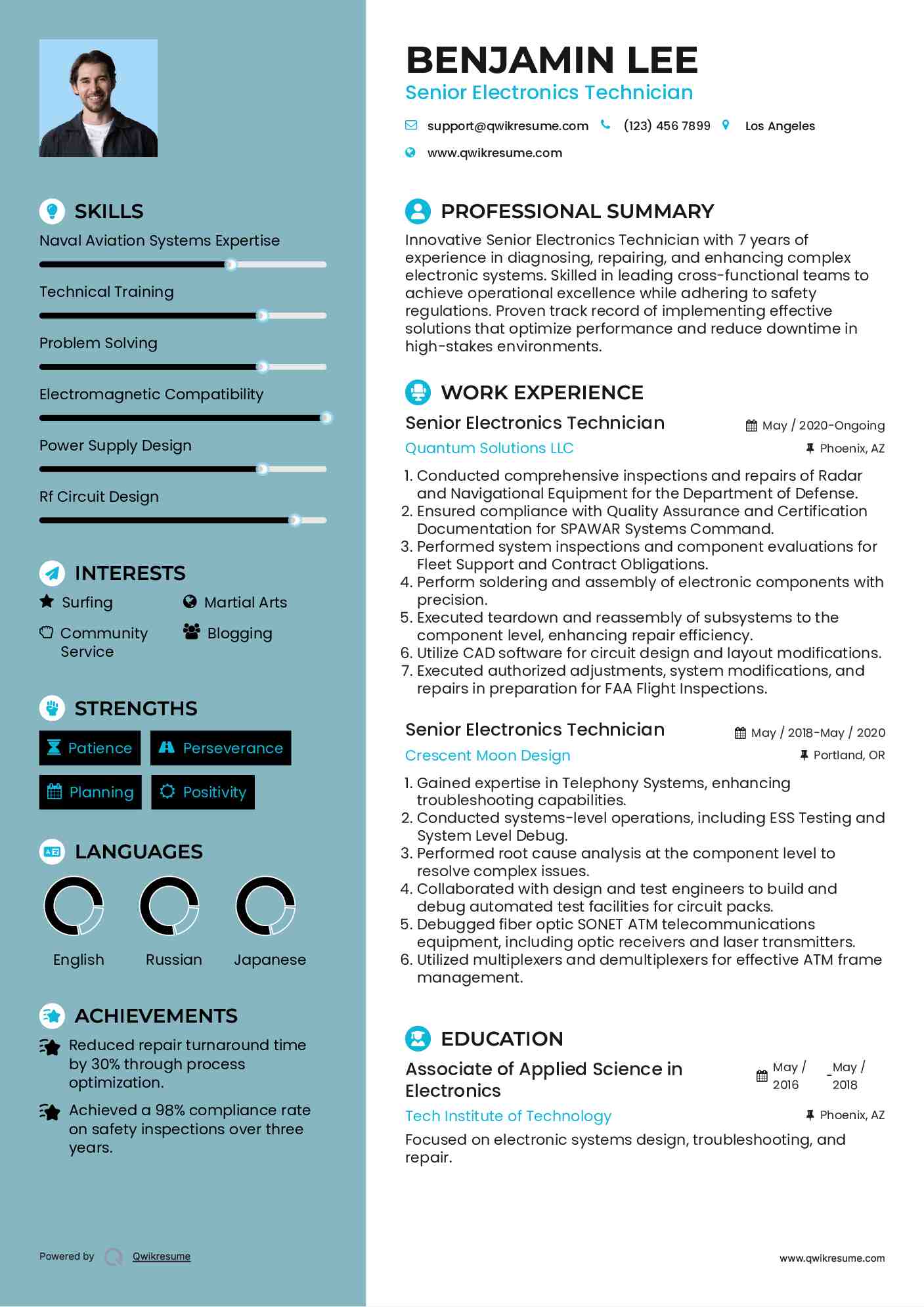 Senior Electronics Technician Resume Format