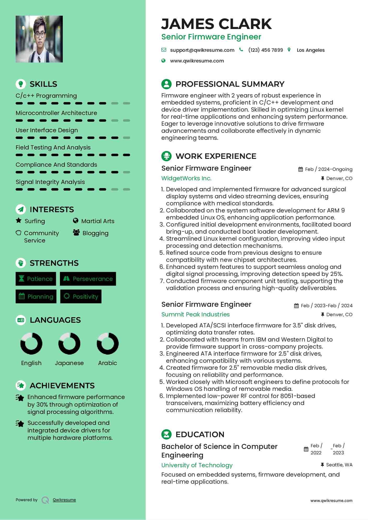 Senior Firmware Engineer Resume Format