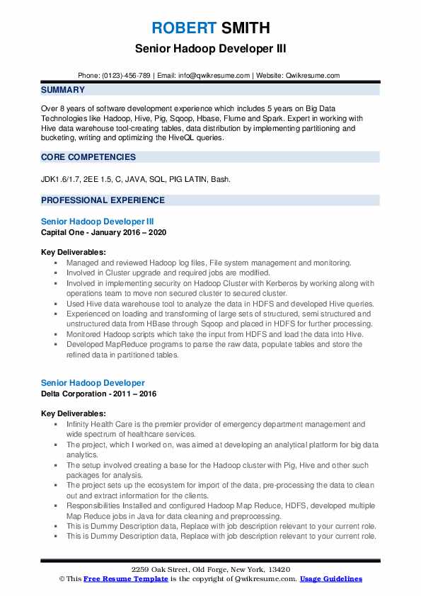 senior-hadoop-developer-resume-samples-qwikresume
