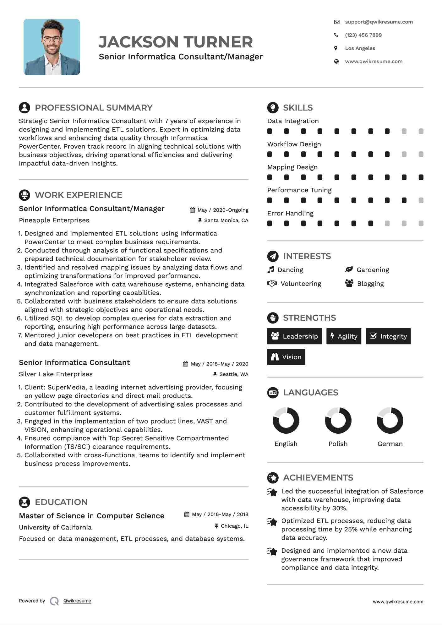 Senior Informatica Consultant/Manager Resume Format