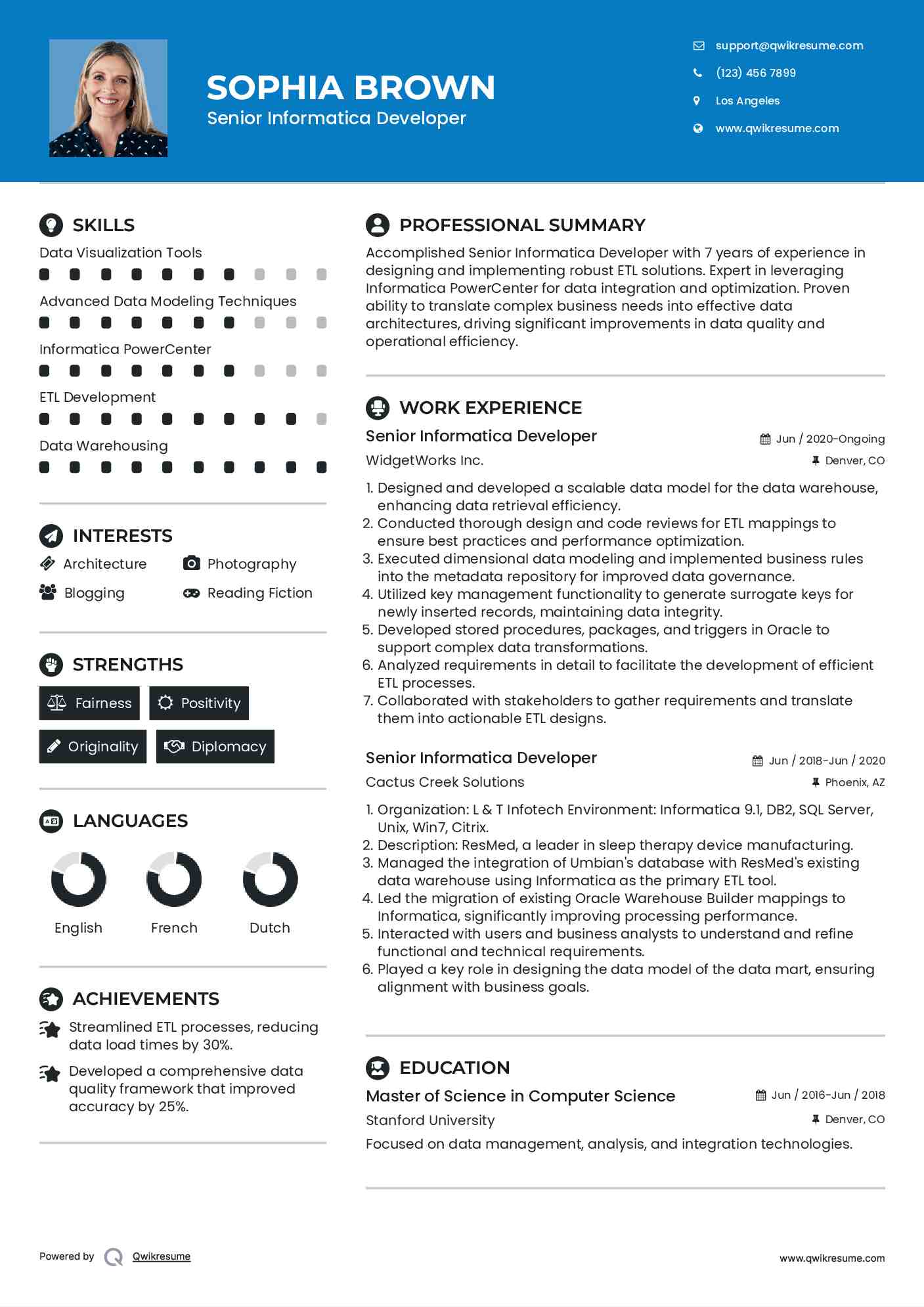Senior Informatica Developer Resume Example