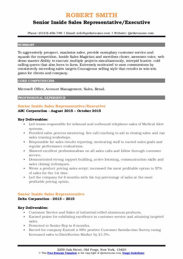 Senior Inside Sales Representative - Senior Inside Sales Representative 1589951844 Pdf 