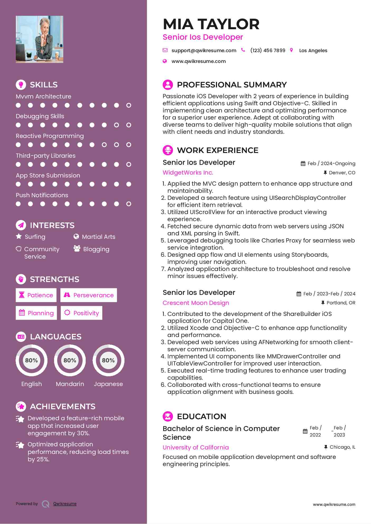 Senior Ios Developer Resume Template