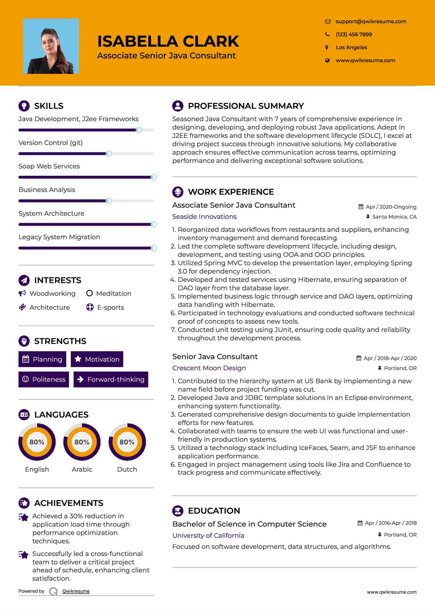 Associate Senior Java Consultant Resume Sample