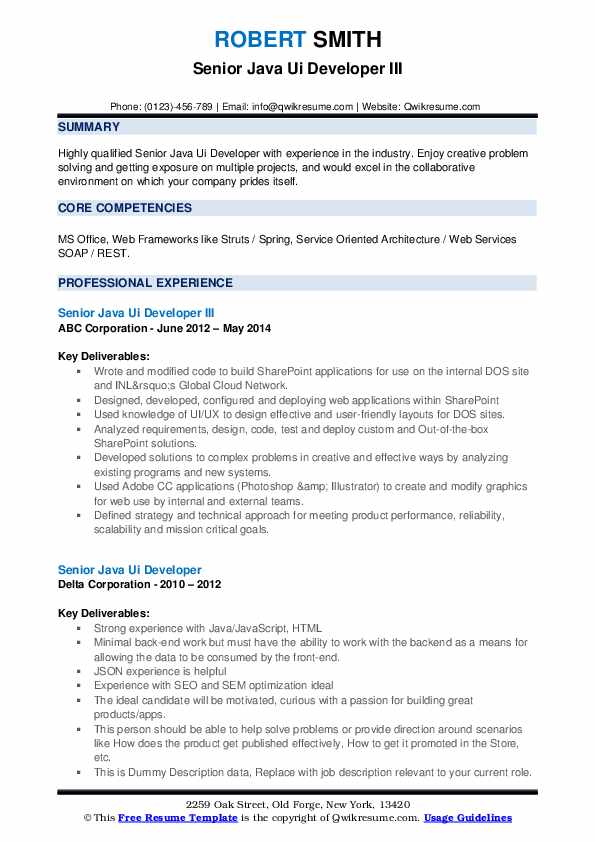 senior-java-ui-developer-resume-samples-qwikresume
