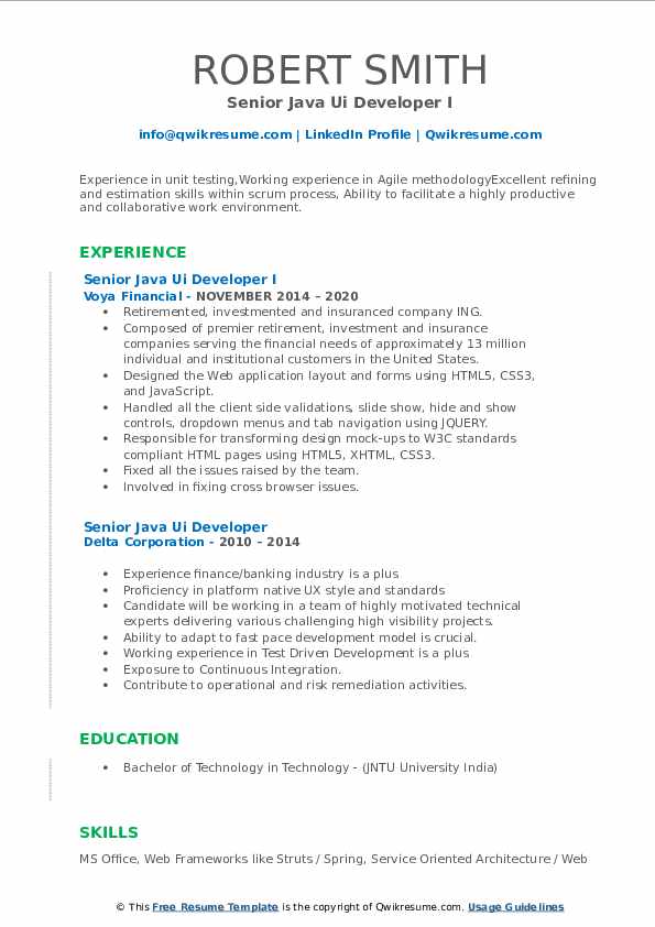 senior-java-ui-developer-resume-samples-qwikresume