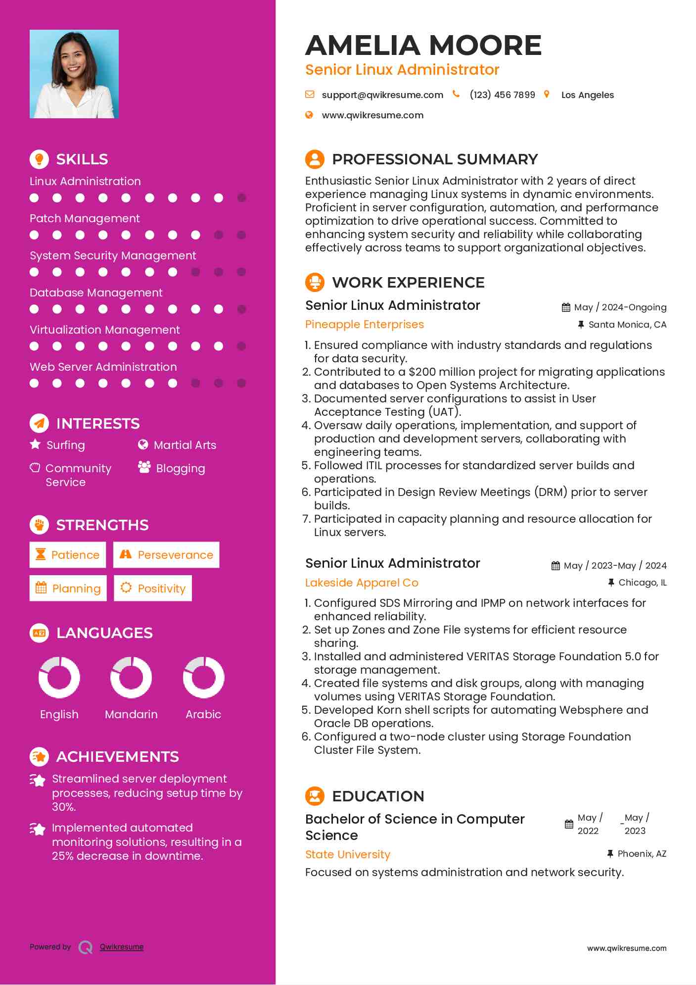 10+ Senior Linux Administrator Resume Samples & Templates for 2025