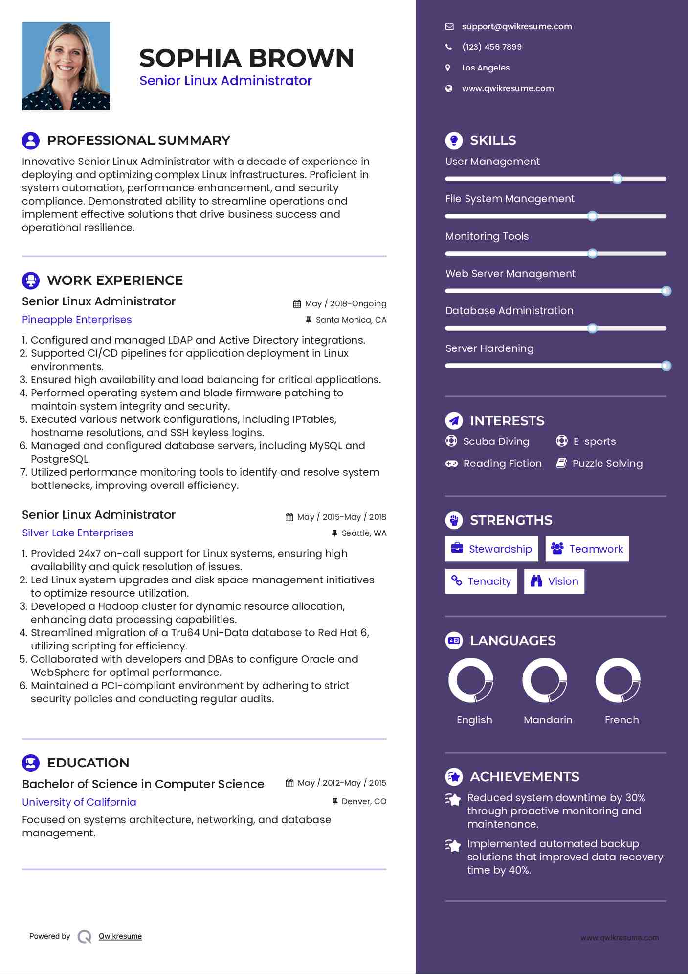 senior-linux-administrator-resume-samples-qwikresume