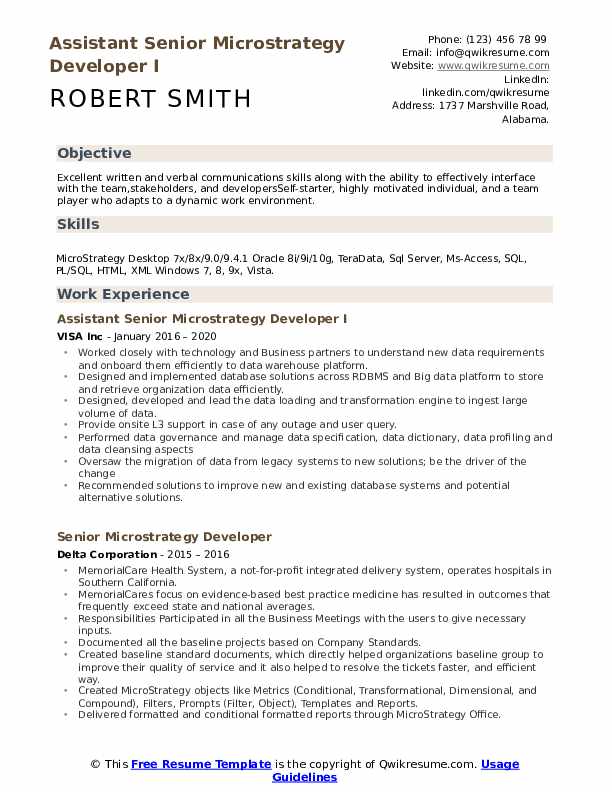 senior-microstrategy-developer-resume-samples-qwikresume