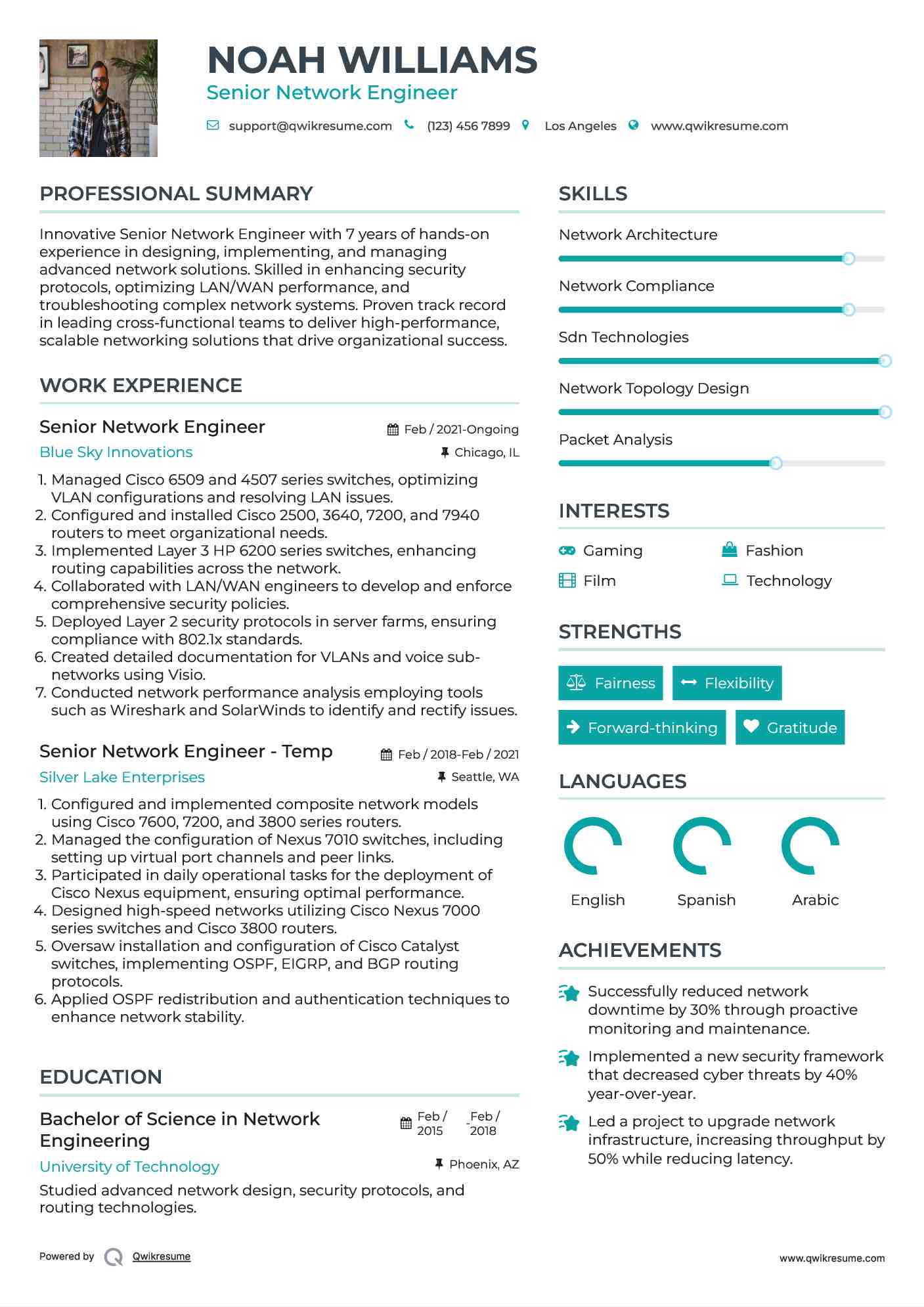 Senior Network Engineer Resume Samples QwikResume