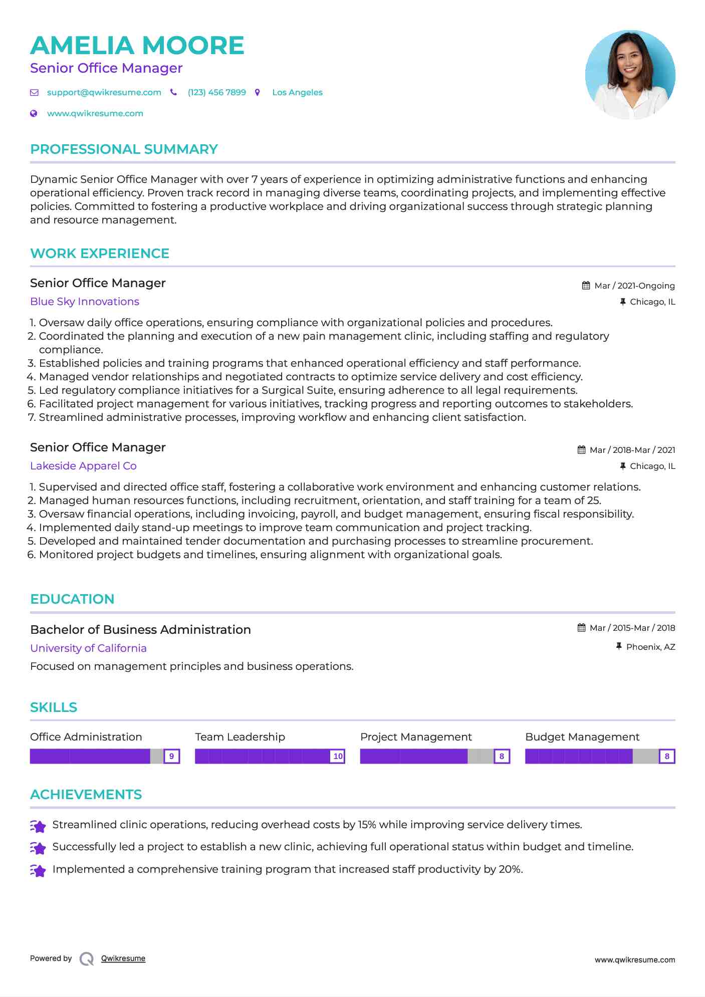 Senior Office Manager Resume Format